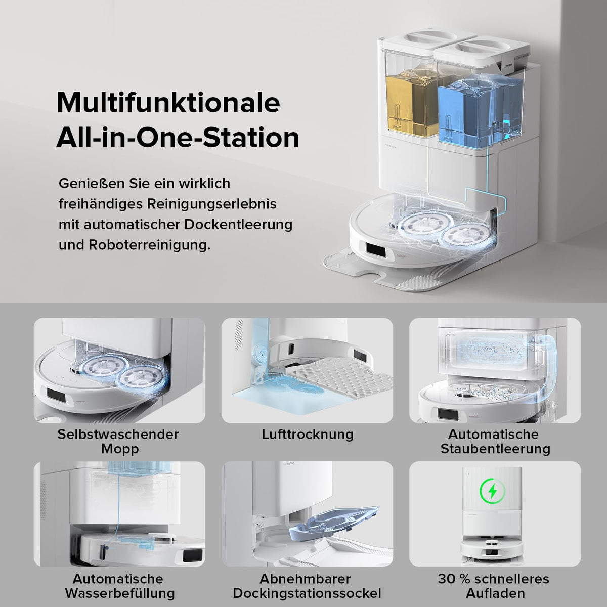 roborock Qrevo S5V Saugroboter mit Wischfunktion&Hebarem Wischmopp