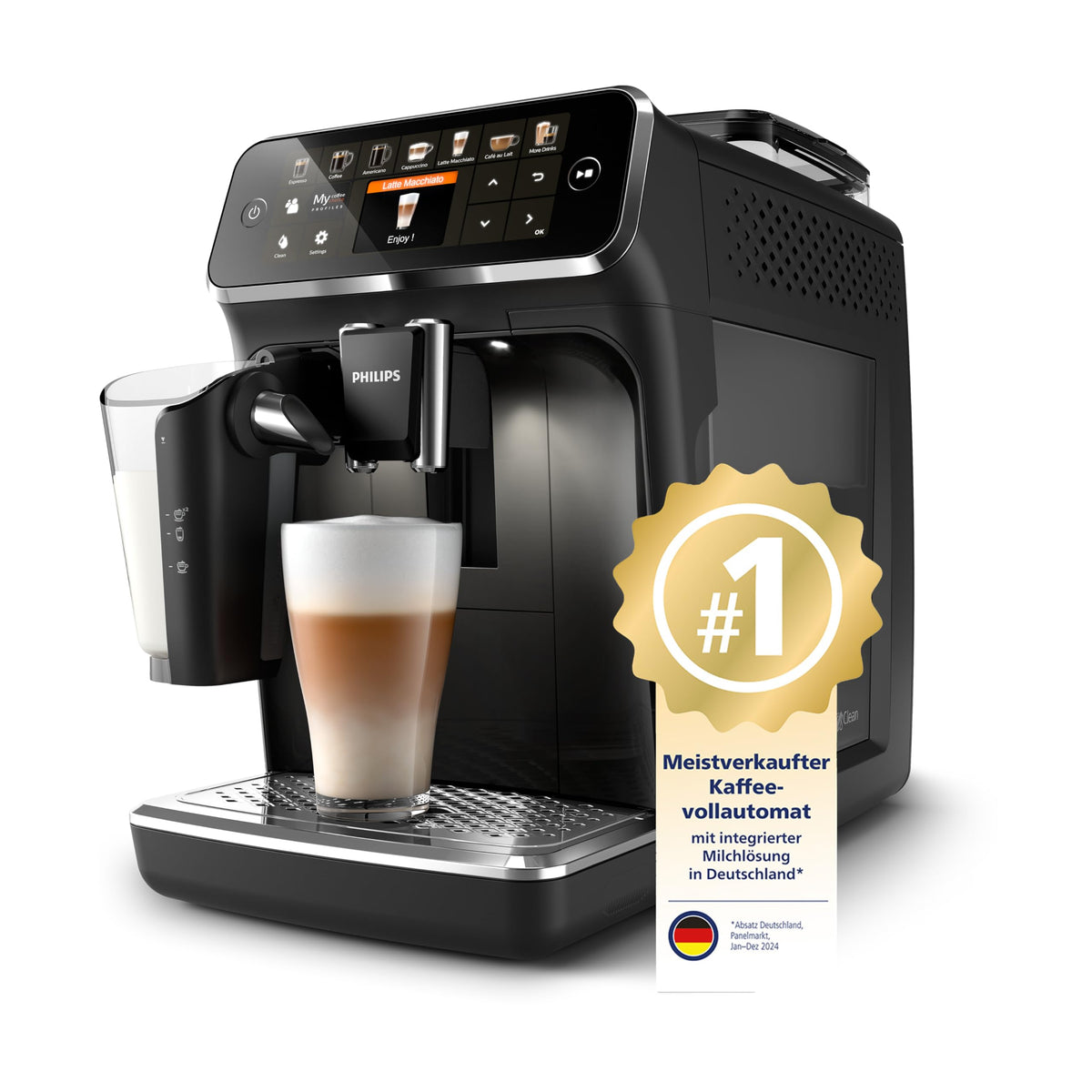 PHILIPS Kaffeevollautomat LatteGo 5400 Serie, Chrom, 12 Spezialitäten