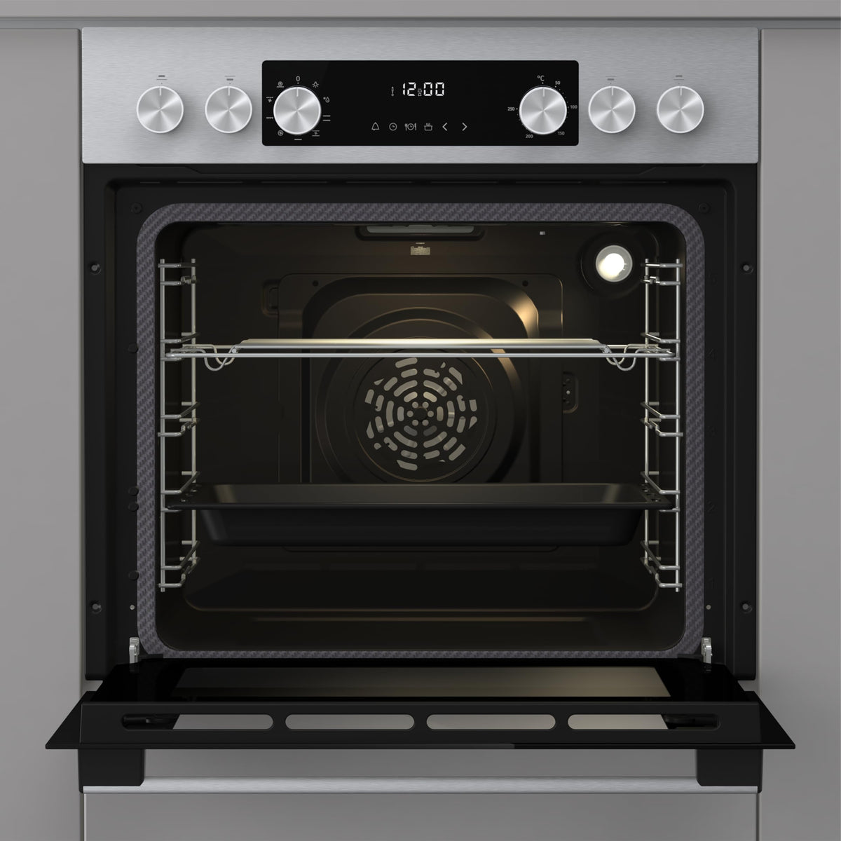 Gorenje Einbauherd-Set Heißluft Inox Set 4 mit Glaskeramik-Kochfeld / 77L / ExtraSteam / GentleClose & Open