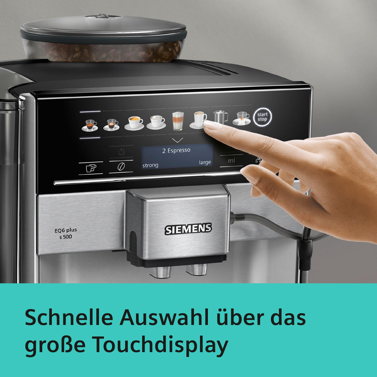 Siemens Kaffeevollautomat EQ6 plus s300, Milchsystem, 11 Getränke, automatische Reinigung des Milchsystems