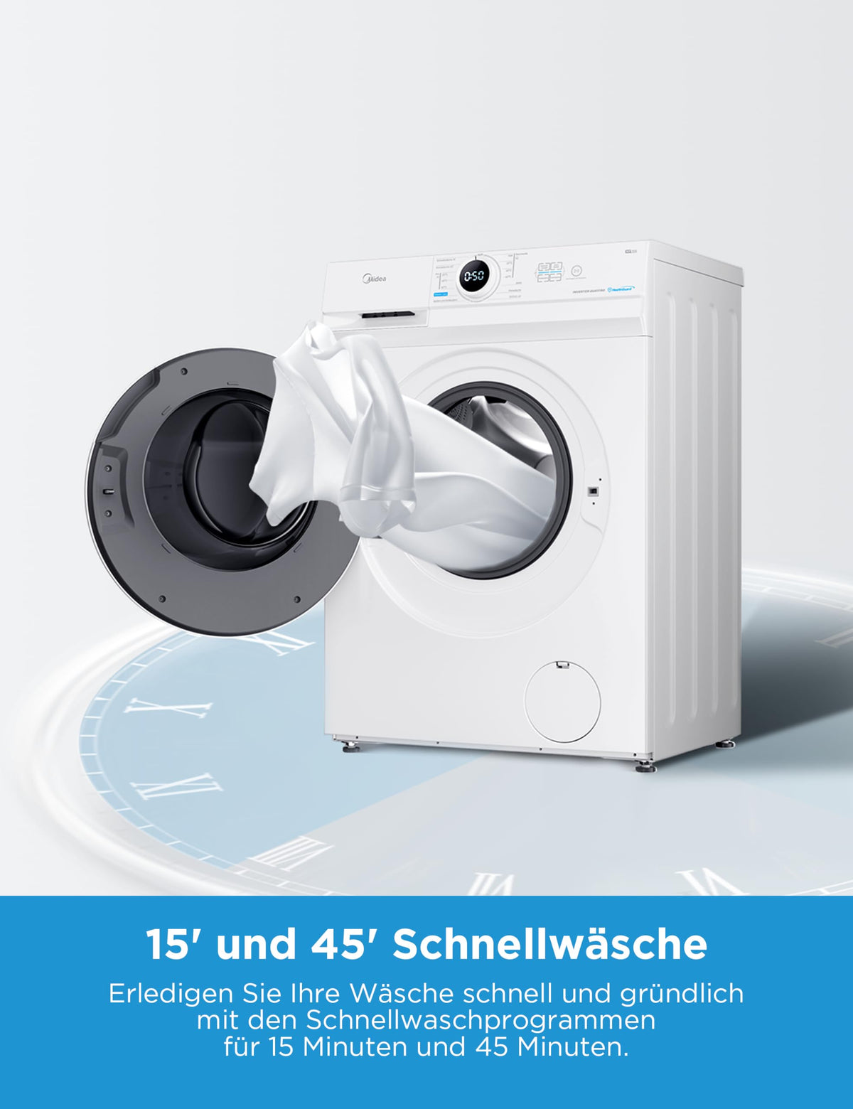 Midea Waschmaschine 7 kg Energieklasse A-10% 1400 U/Min Weiß MF10EW70BA10