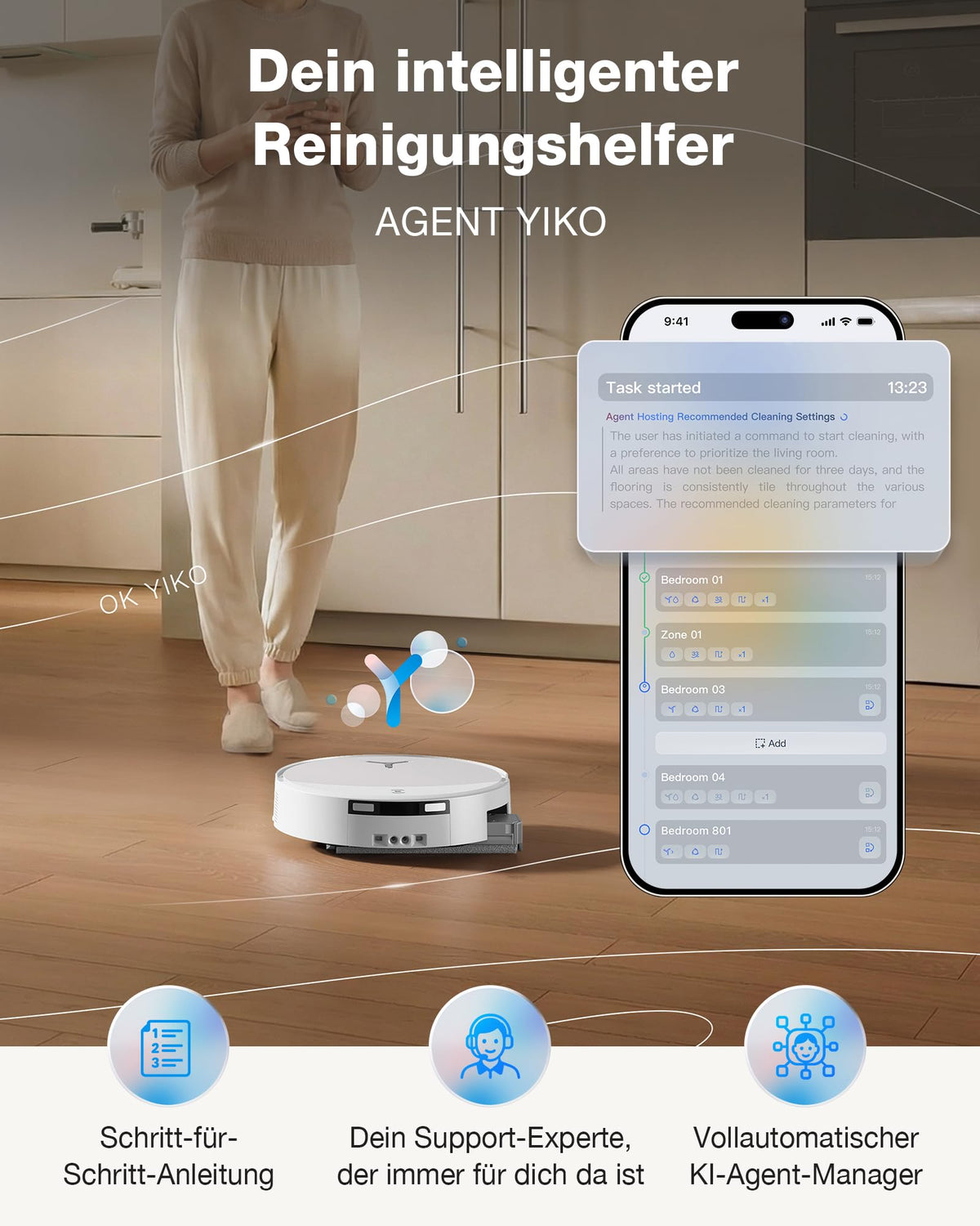 ECOVACS T90 PRO Omni Saugroboter mit Wischfunktion 30.000 Pa, PowerBoost