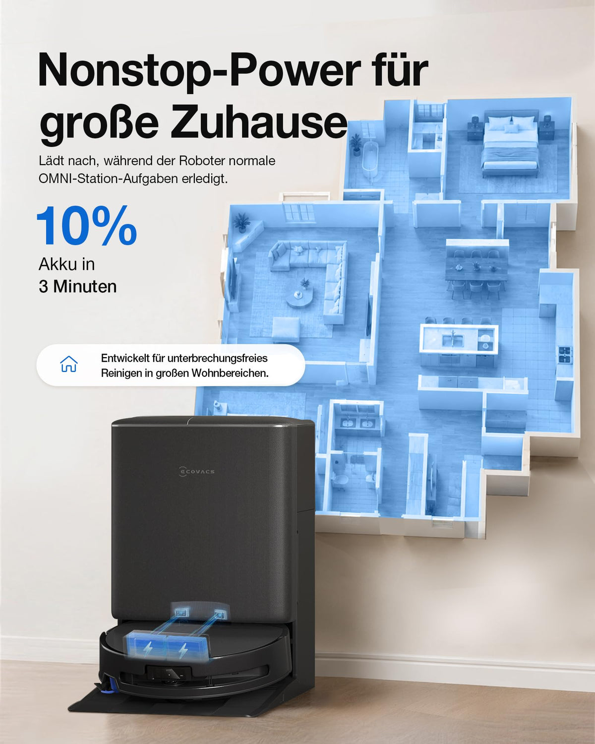 ECOVACS T90 PRO Omni Saugroboter mit Wischfunktion 30.000 Pa, PowerBoost