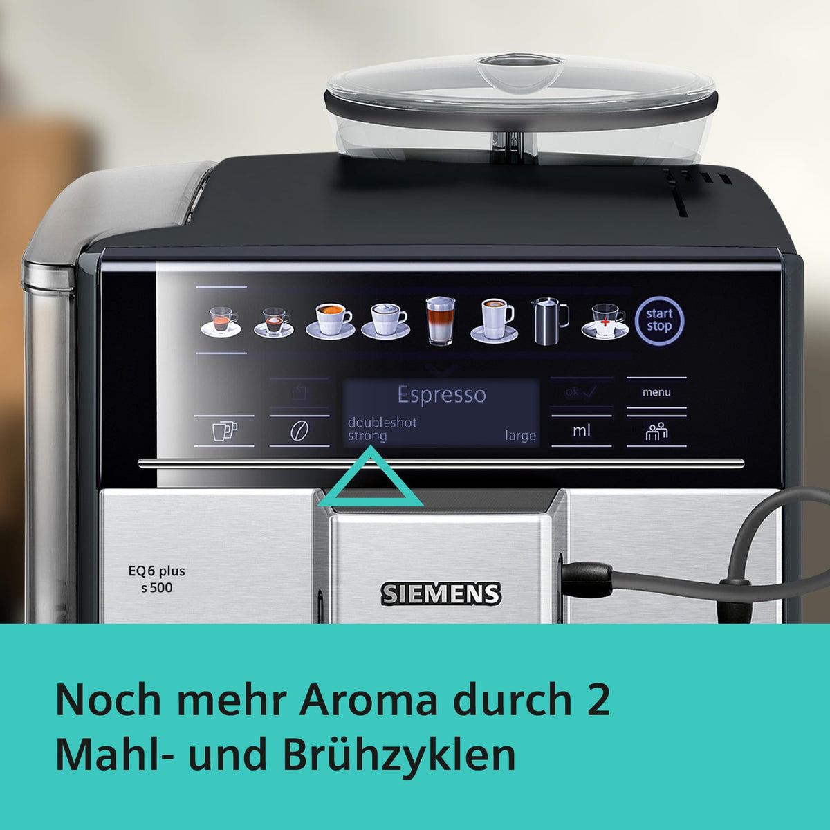Siemens Kaffeevollautomat EQ6 plus s300, Milchsystem, 11 Getränke, automatische Reinigung des Milchsystems