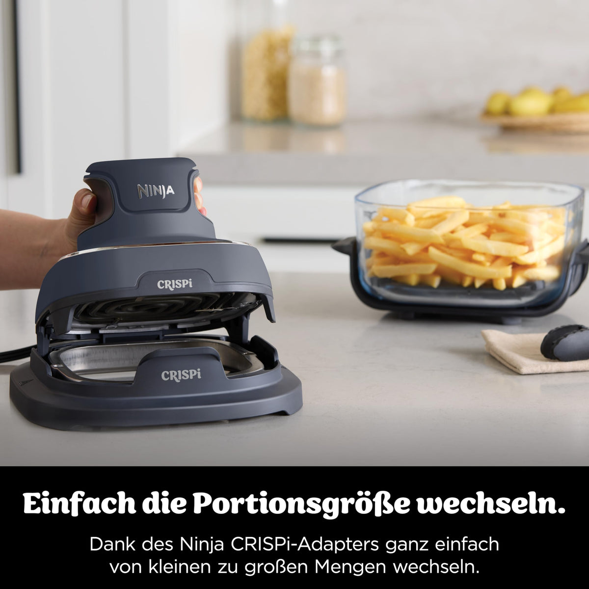 Ninja CRISPi tragbare Heißluftfritteuse, 3,8 l, 4-in-1, 1700 W, Stein
