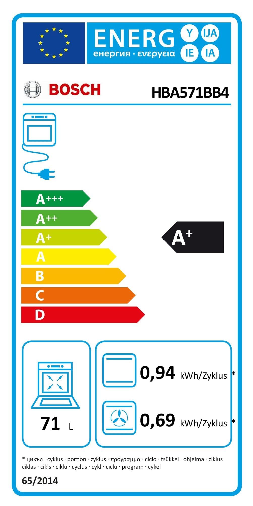 Bosch HBA272BB3, Stiftung Warentest GUT (2,0)*, Serie 4 Einbau-Backofen 60 x 60 cm, Pyrolyse-Selbstreinigung & Hydrolyse