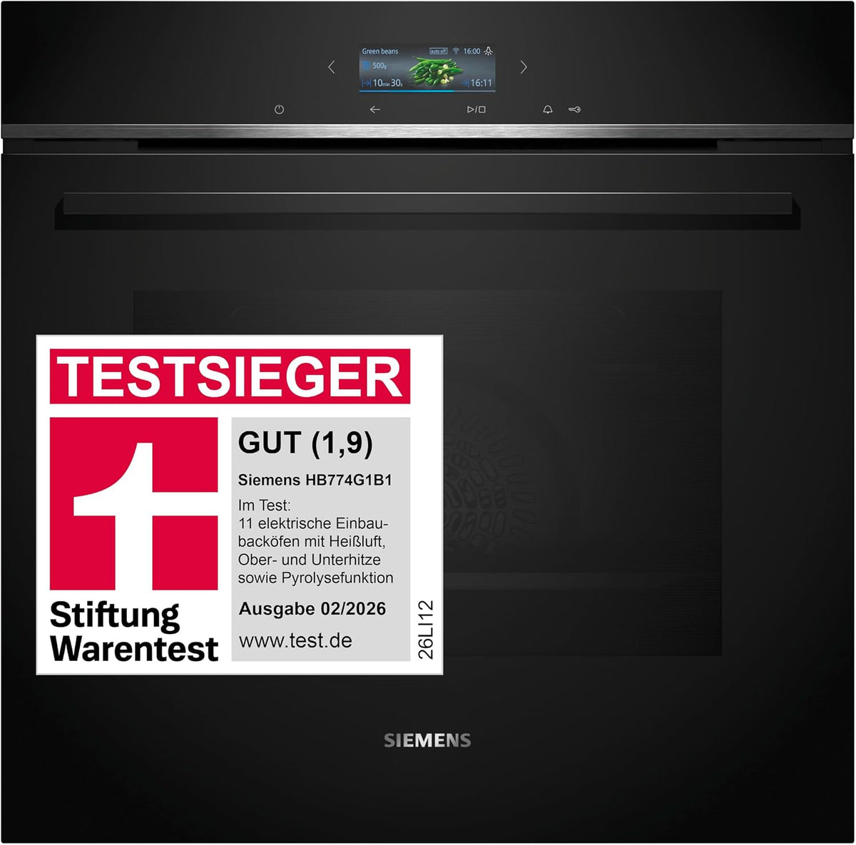 Siemens iQ700 Smarter Einbau-Backofen 60 x 60 cm Edelstahl HB774G1B1