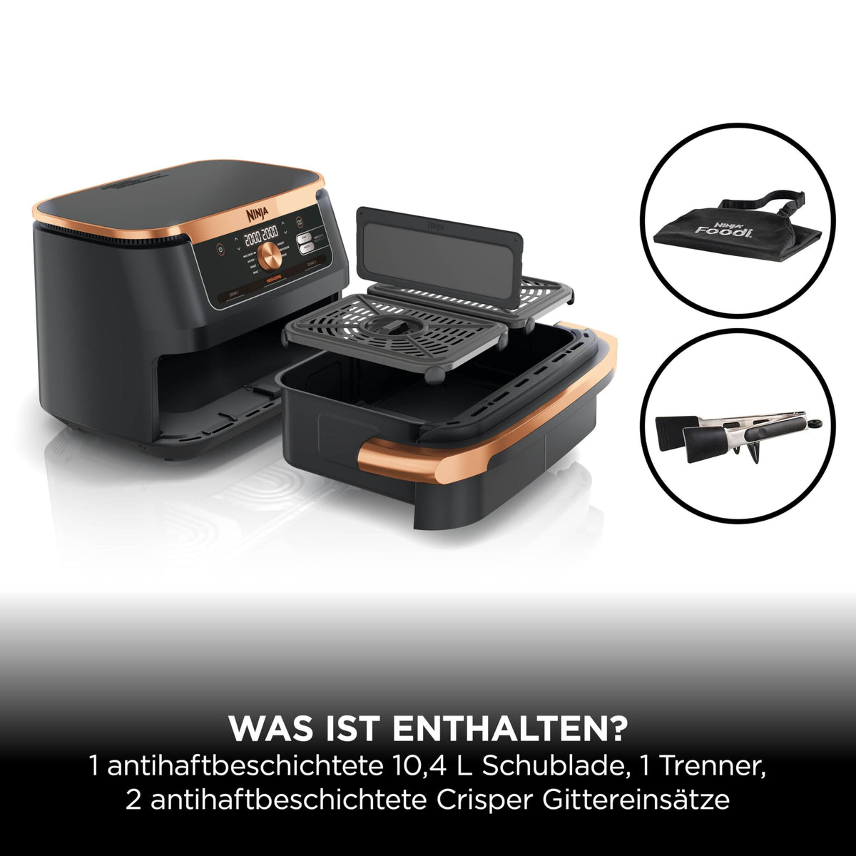 Ninja Foodi FlexDrawer Heißluftfritteuse, 10,4 L, Dual Zone, Schwarz