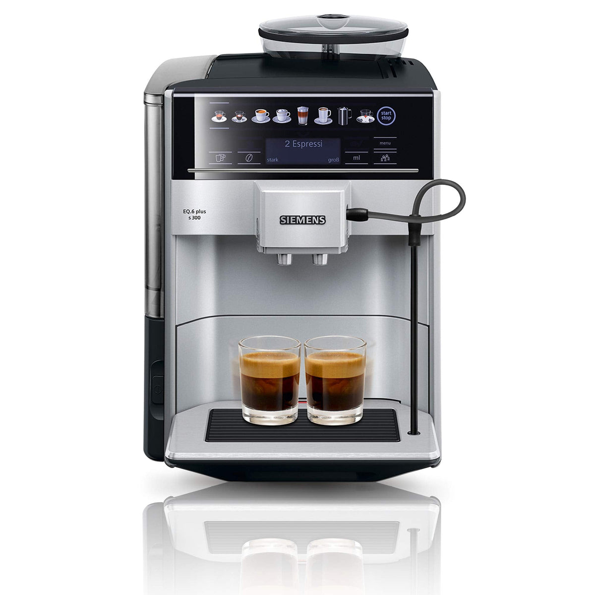 Siemens Kaffeevollautomat EQ6 plus s300, Milchsystem, 11 Getränke, automatische Reinigung des Milchsystems
