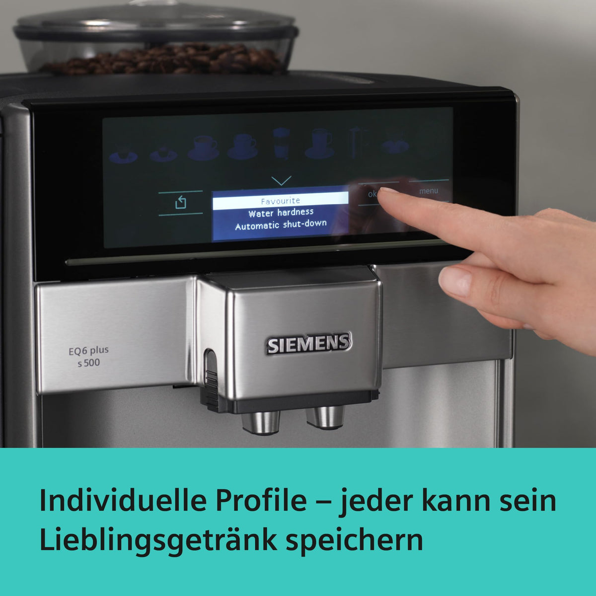 Siemens Kaffeevollautomat EQ6 plus s300, Milchsystem, 11 Getränke, automatische Reinigung des Milchsystems
