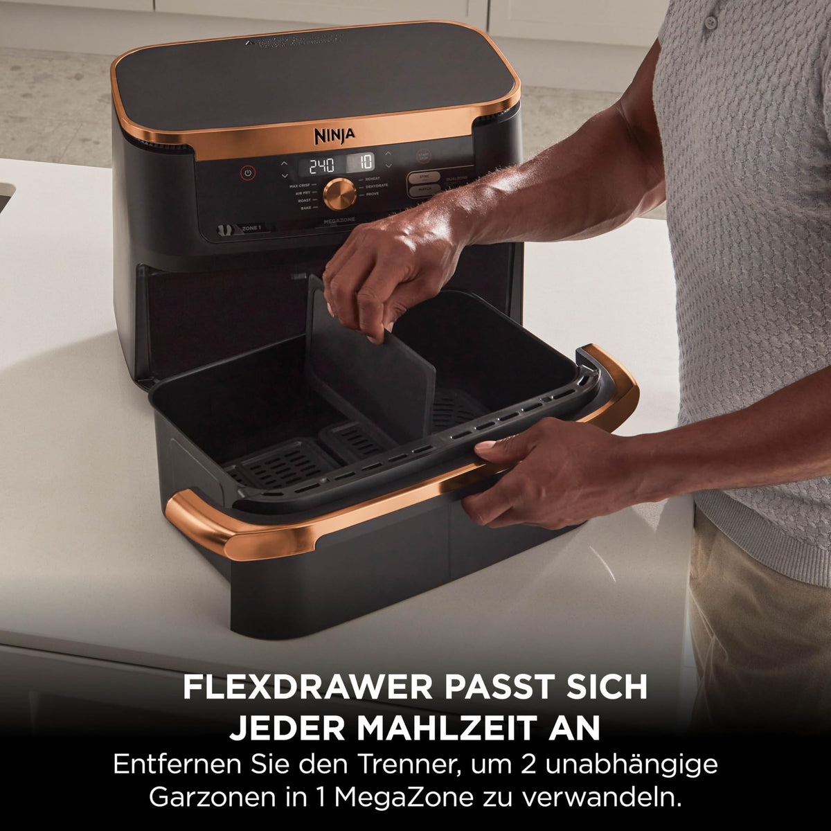Ninja Foodi FlexDrawer Heißluftfritteuse, 10,4 L, Dual Zone, Schwarz