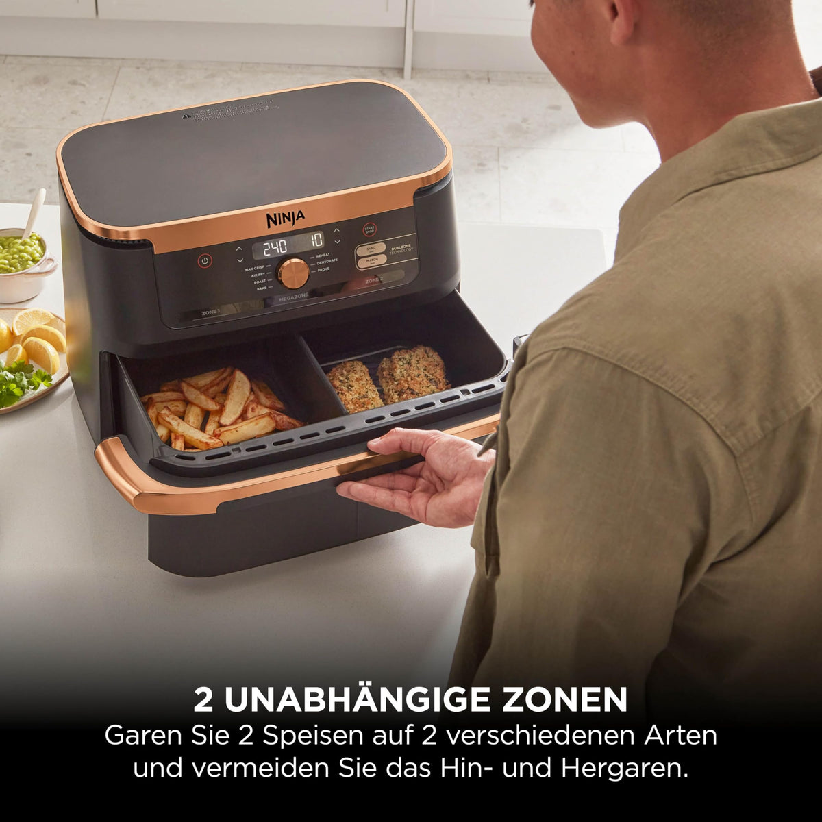 Ninja Foodi FlexDrawer Heißluftfritteuse, 10,4 L, Dual Zone, Schwarz