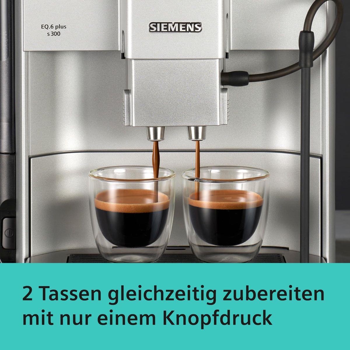 Siemens Kaffeevollautomat EQ6 plus s300, Milchsystem, 11 Getränke, automatische Reinigung des Milchsystems