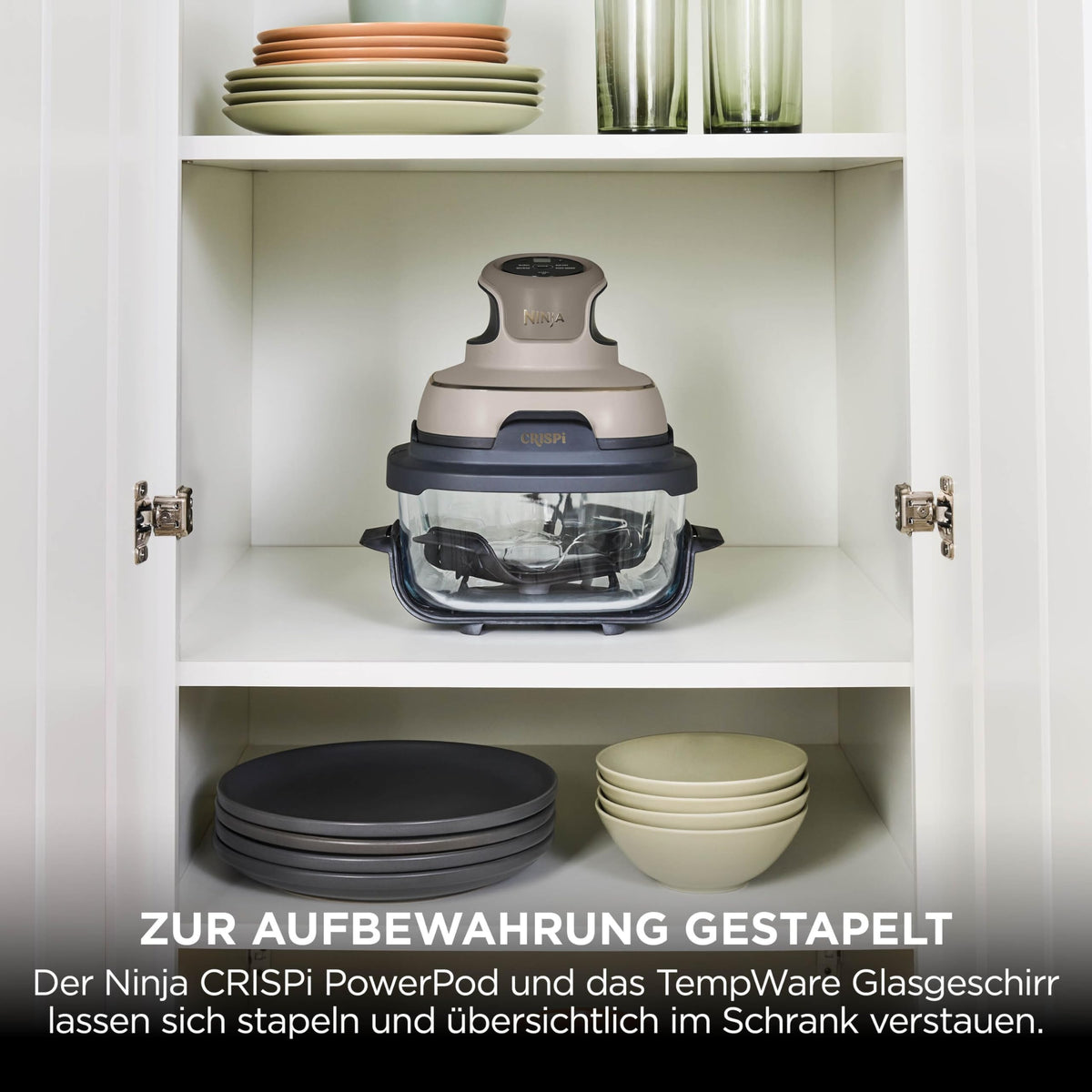 Ninja CRISPi tragbare Heißluftfritteuse, 3,8 l, 4-in-1, 1700 W, Stein