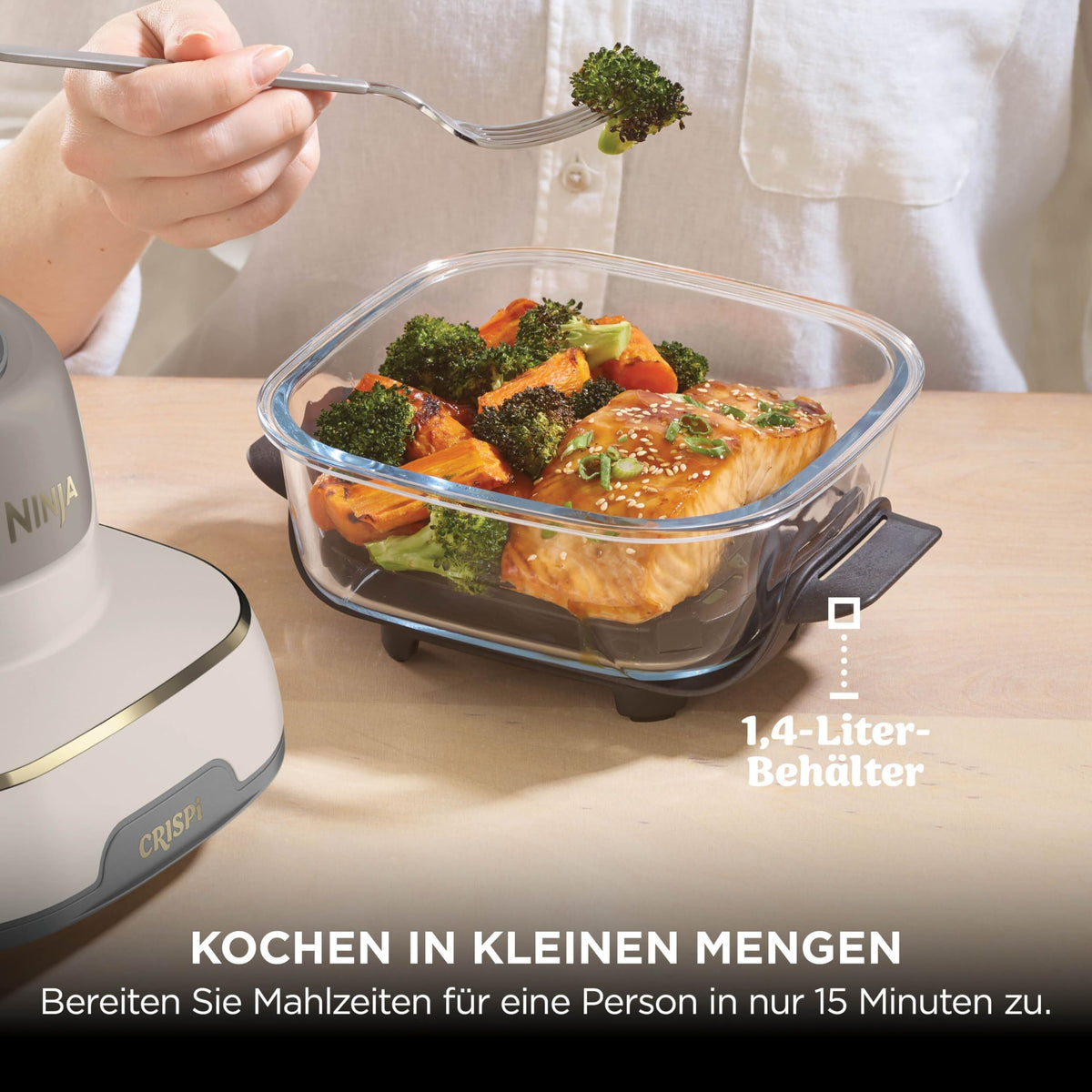 Ninja CRISPi tragbare Heißluftfritteuse, 3,8 l, 4-in-1, 1700 W, Stein