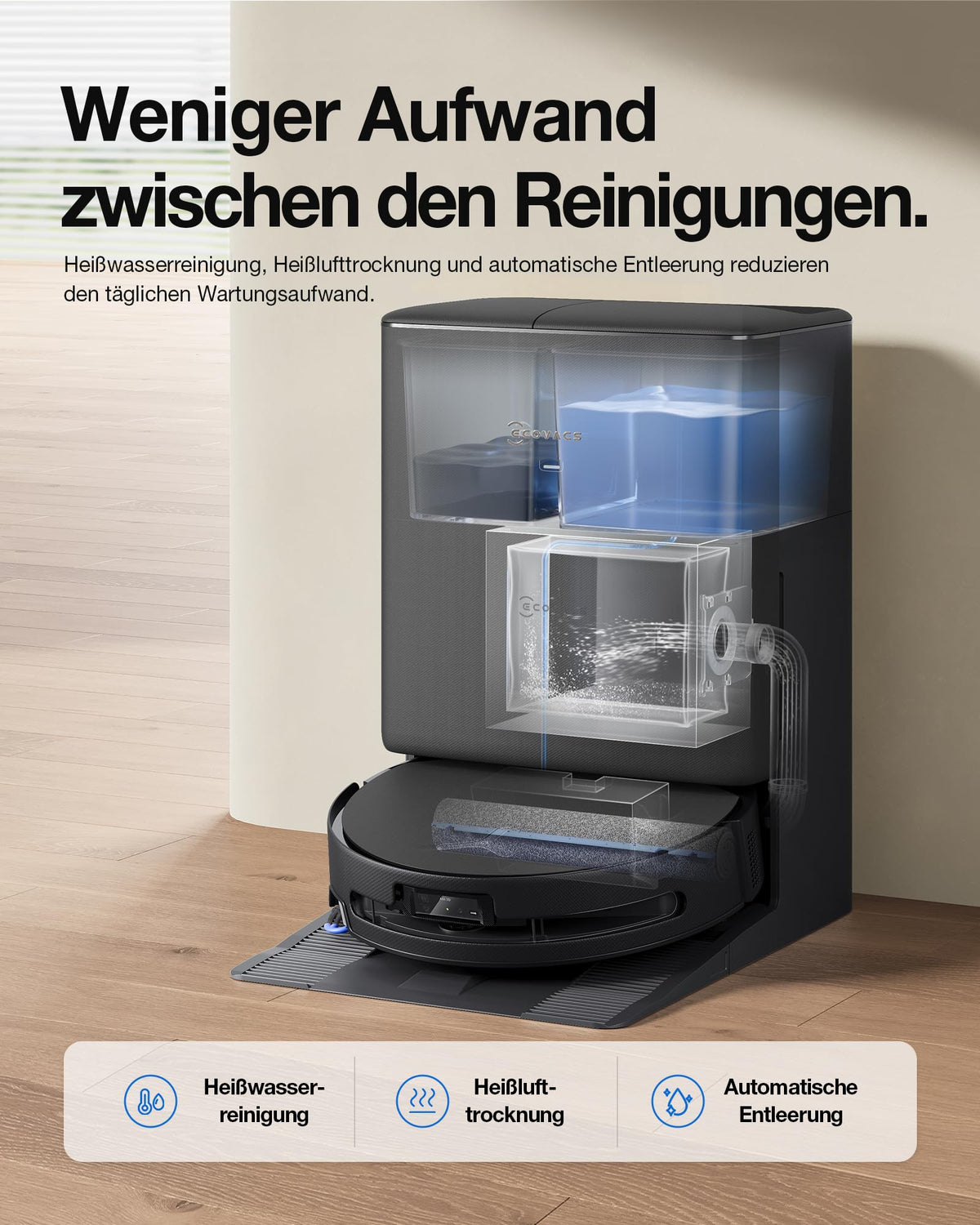 ECOVACS T90 PRO Omni Saugroboter mit Wischfunktion 30.000 Pa, PowerBoost
