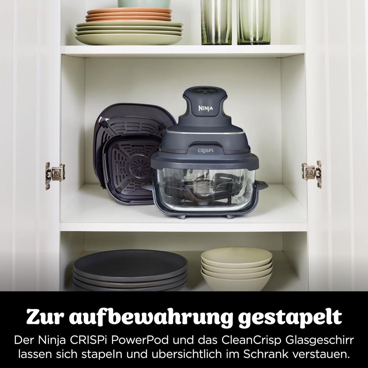 Ninja CRISPi tragbare Heißluftfritteuse, 3,8 l, 4-in-1, 1700 W, Stein