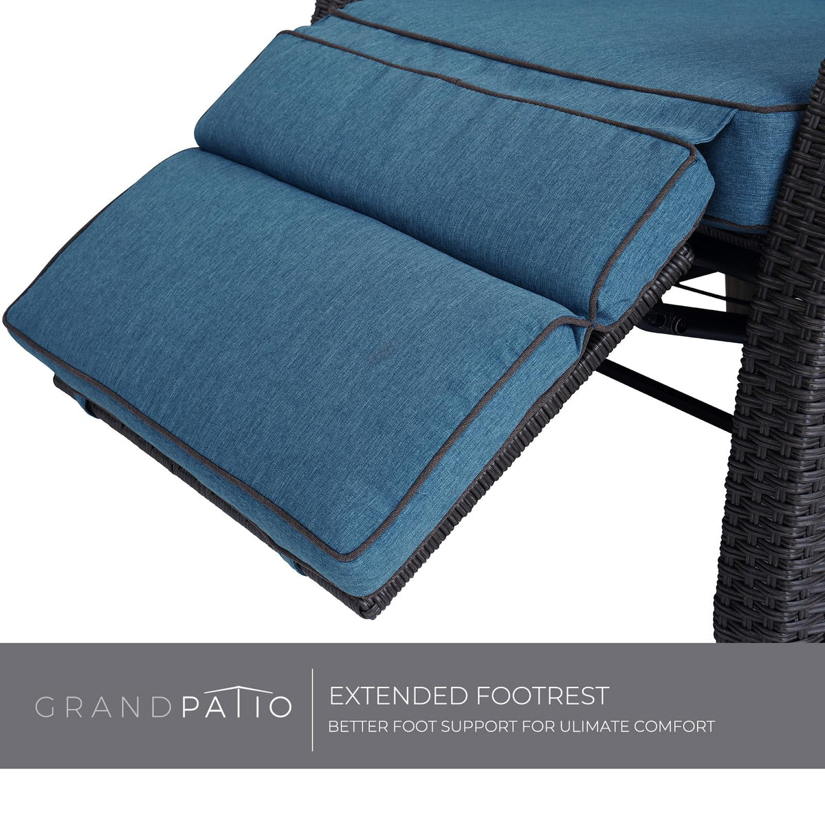 Grand patio Relaxliege Liegesessel mit Sitzkissen Gartensessel Verstellbare Rückenlehne Rattan Sonnenliege für Innen Außeneinsatz