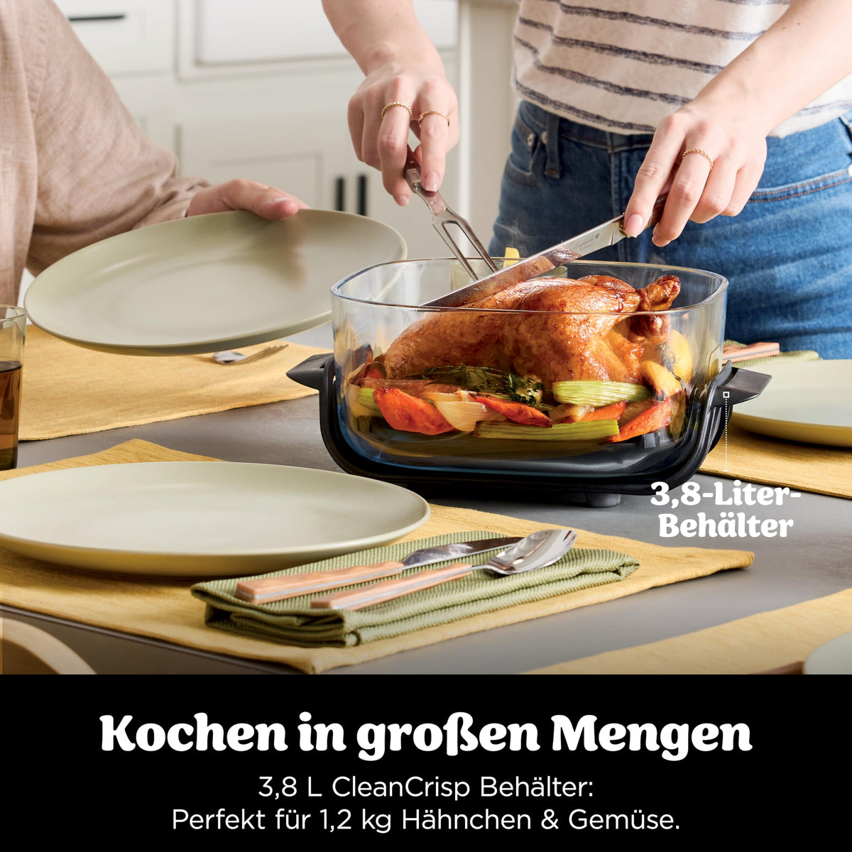 Ninja CRISPi tragbare Heißluftfritteuse, 3,8 l, 4-in-1, 1700 W, Stein