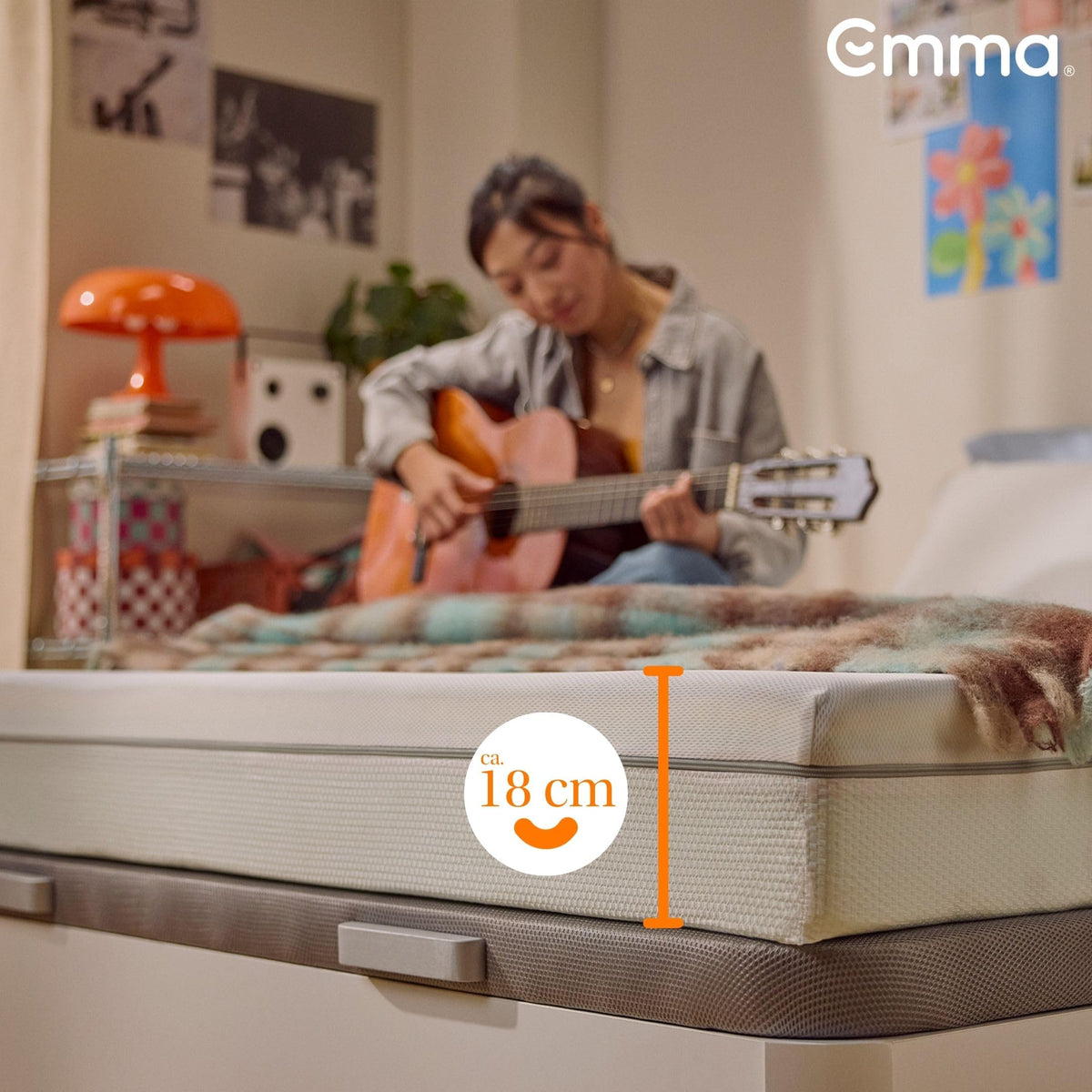 Emma One+ Matratze 100x200 H2 Mittelfest – Kühlende & atmungsaktive 3-Zonen-Schaummatratze – Ergonomisch