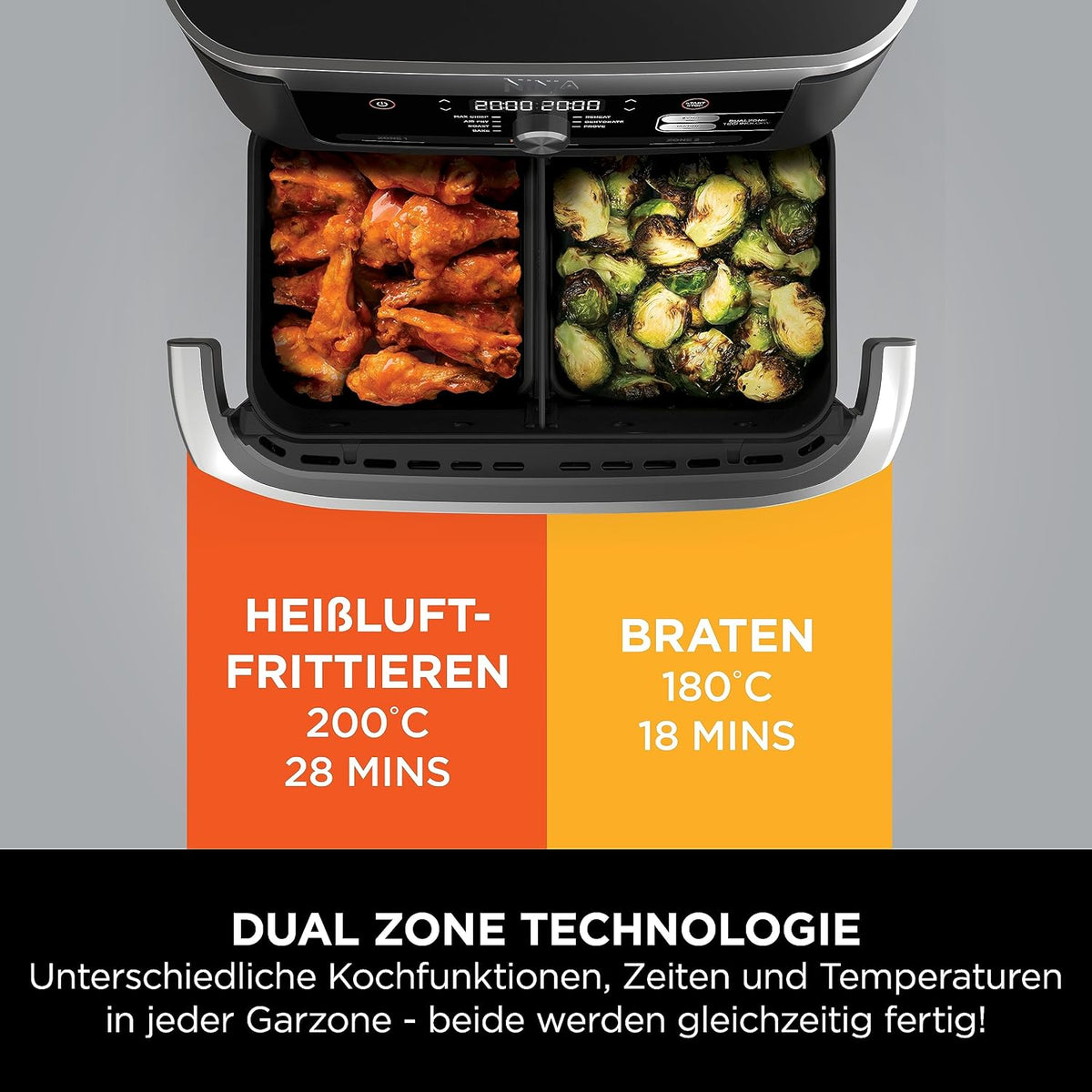 Ninja Foodi FlexDrawer Heißluftfritteuse, 10,4 L, Dual Zone, Schwarz