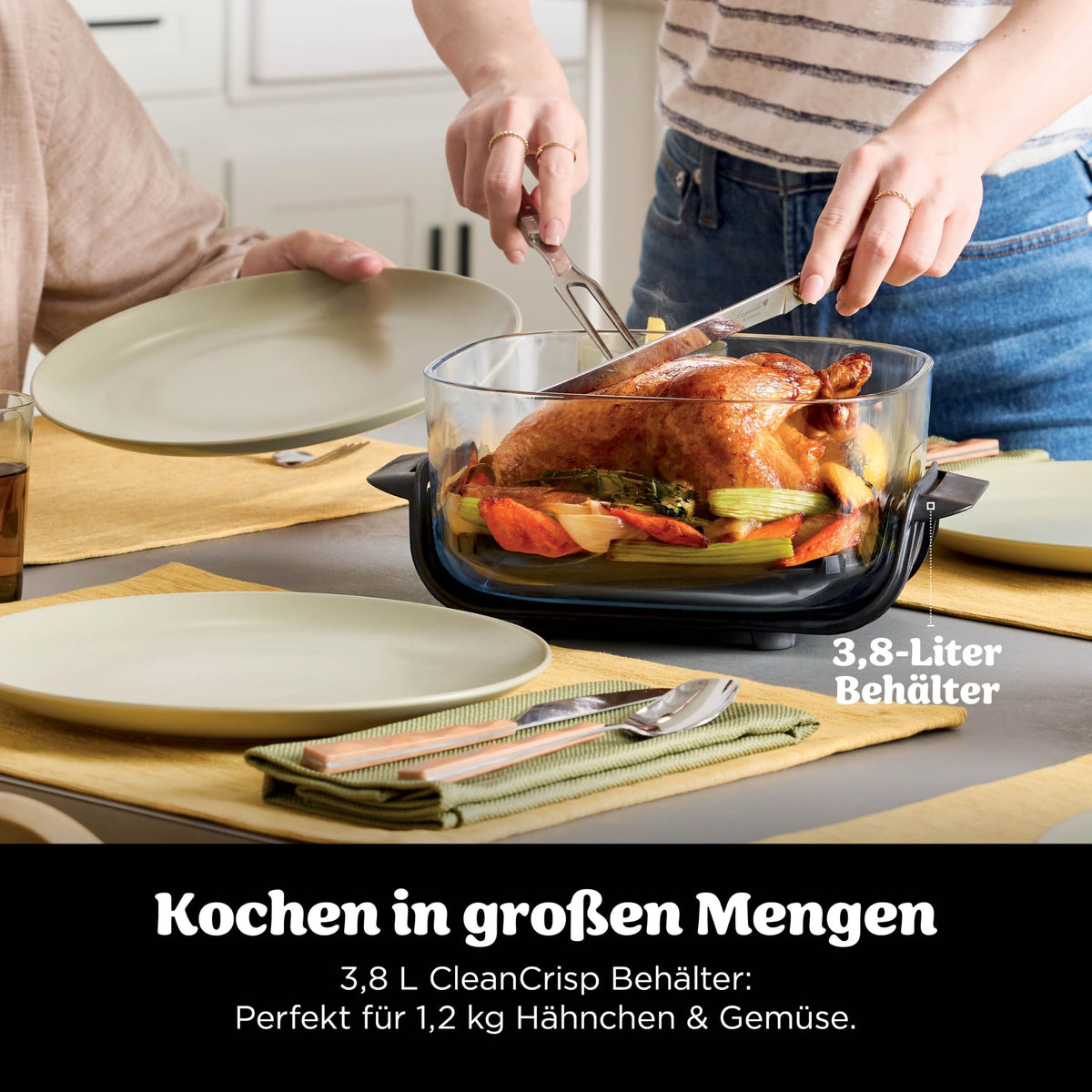 Ninja CRISPi tragbare Heißluftfritteuse, 3,8 l, 4-in-1, 1700 W, Stein