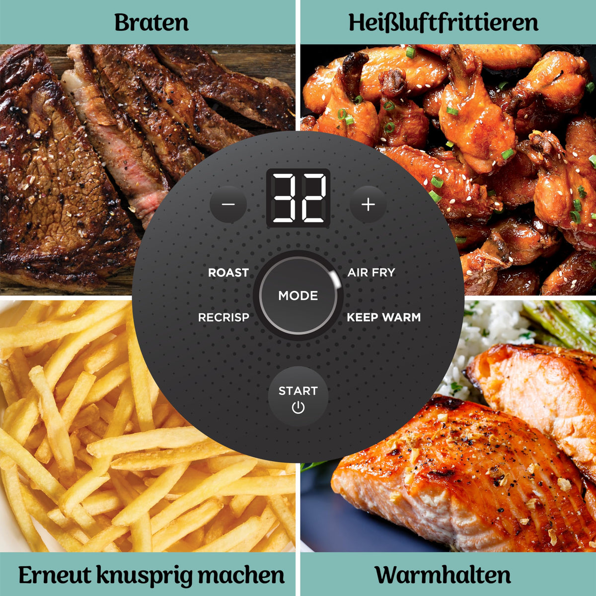 Ninja CRISPi tragbare Heißluftfritteuse, 3,8 l, 4-in-1, 1700 W, Stein