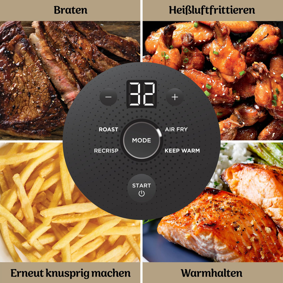 Ninja CRISPi tragbare Heißluftfritteuse, 3,8 l, 4-in-1, 1700 W, Stein